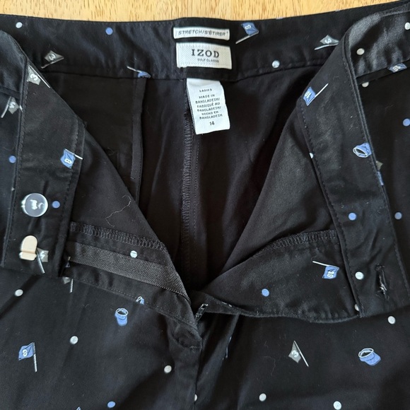 Izod Black Golf Shorts with Blue and White Accents ladies size 14 Stretch - Picture 5 of 9